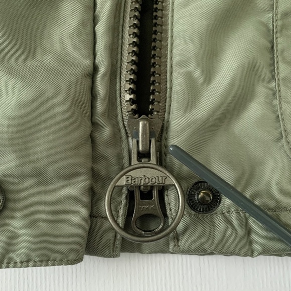 Barbour Amelia Moto Chore Green Khaki Jacket Coat Waterproof Fisherman Old Money - Picture 13 of 16